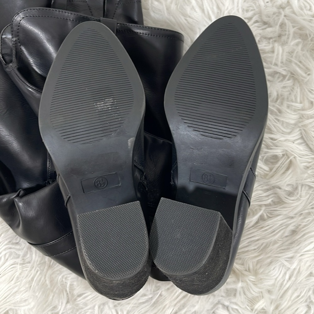 MIA 'Hamilton' Faux Leather Black Block Heeled Knee High Boots Sz 8.5 NEW - Picture 11 of 16